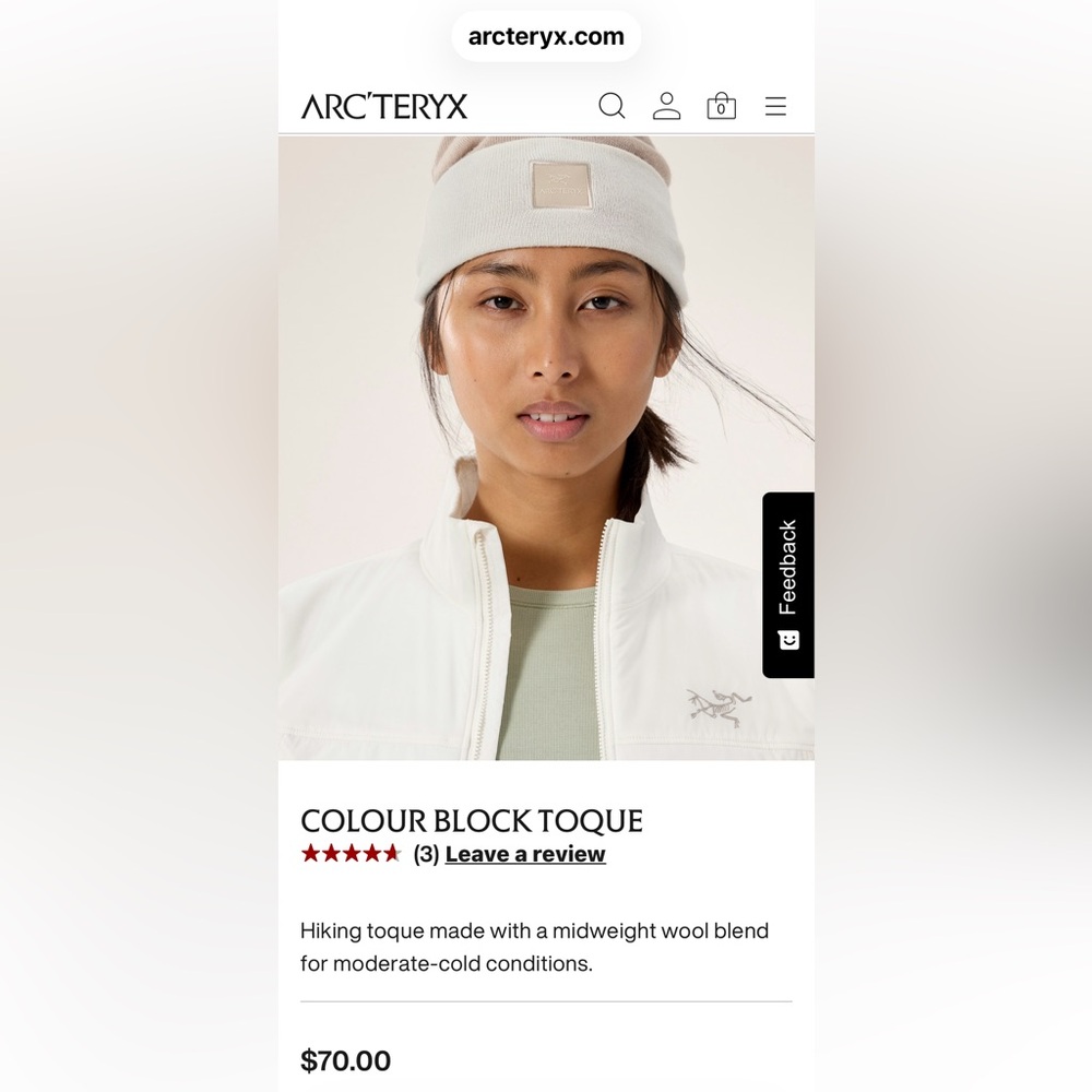 Arc'teryx Colour Block Toque NWT Rune/Arctic Silk